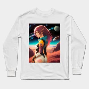 Abstract Space Anime Style Girl, Sticker, Tshirt and Accessories Long Sleeve T-Shirt